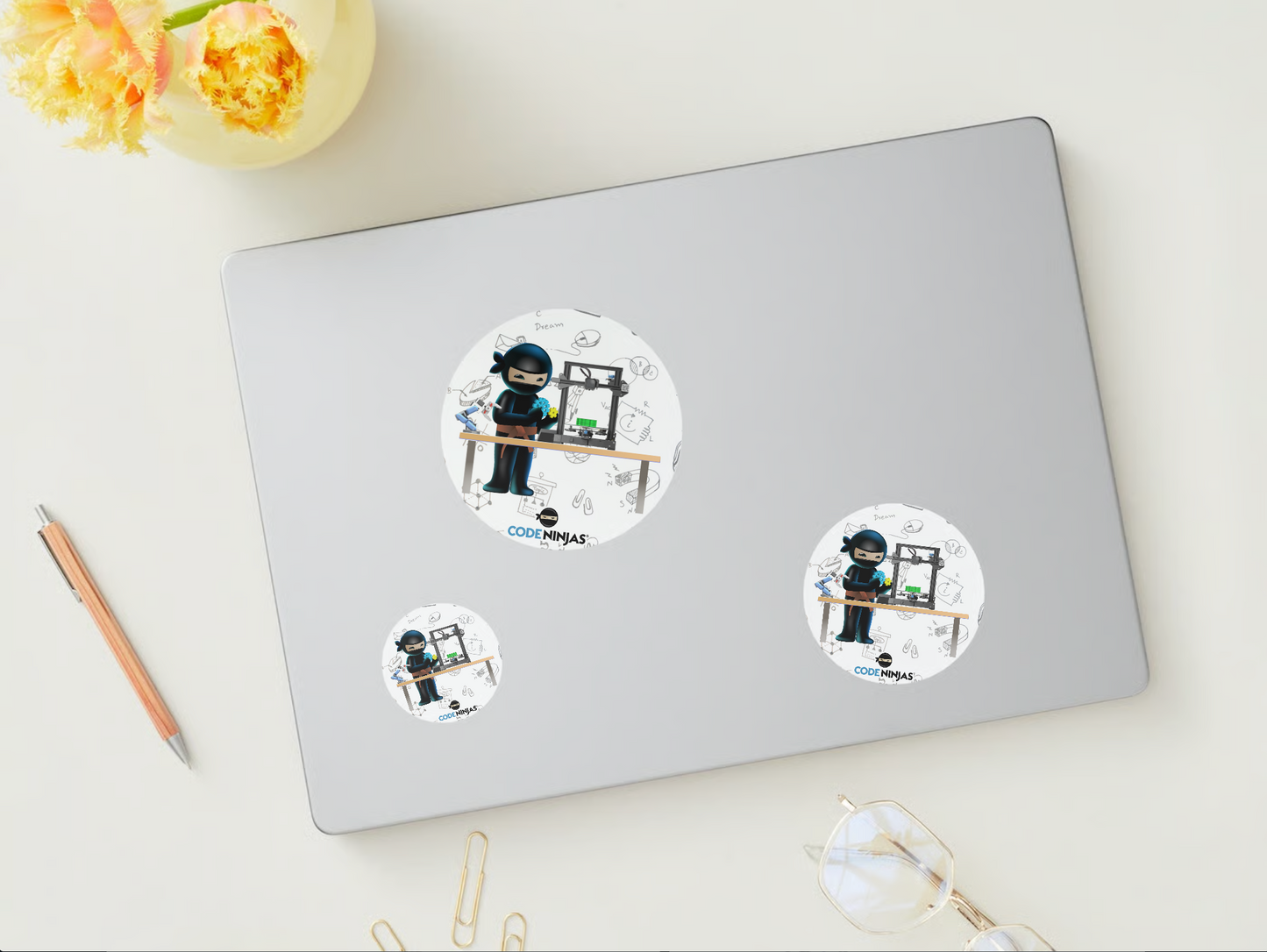 Ninja Mascots with Math Background (50 Pack)