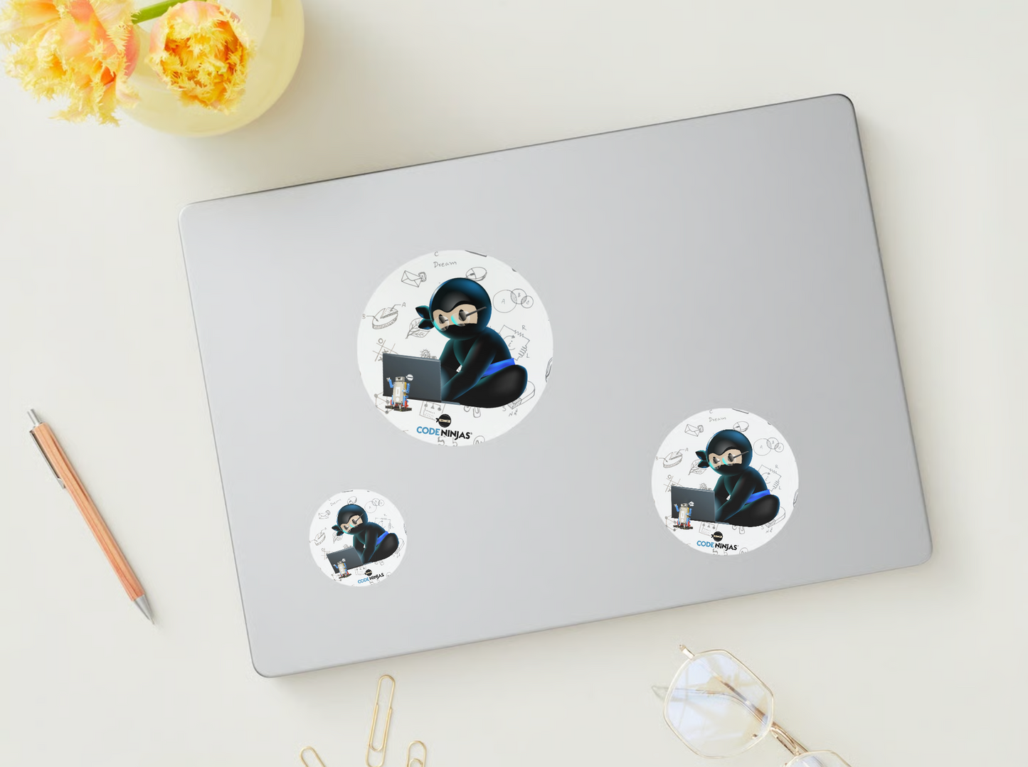 Ninja Mascots with Math Background (50 Pack)